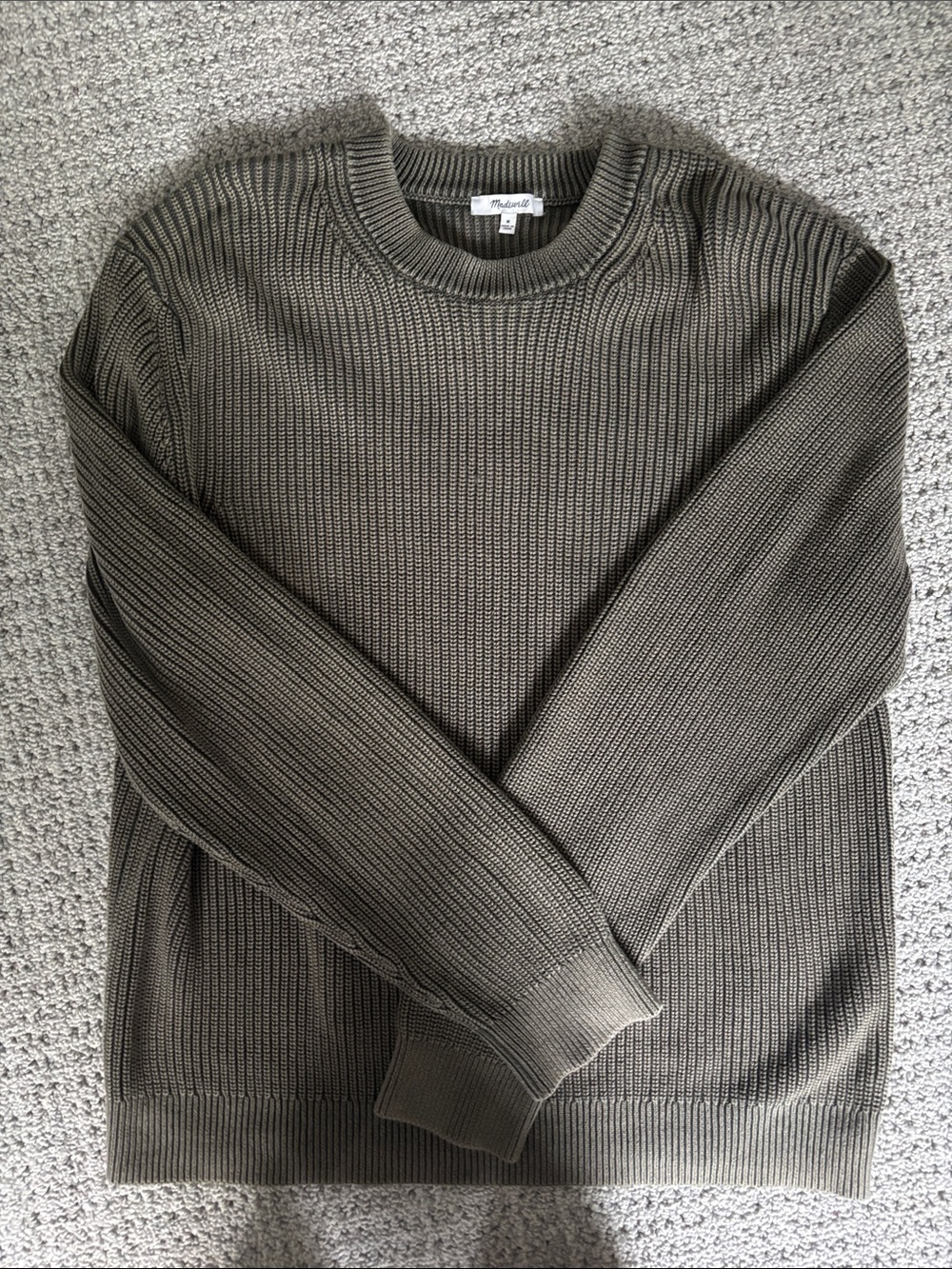 Madewell Olive Ribbed Crewneck Sweater